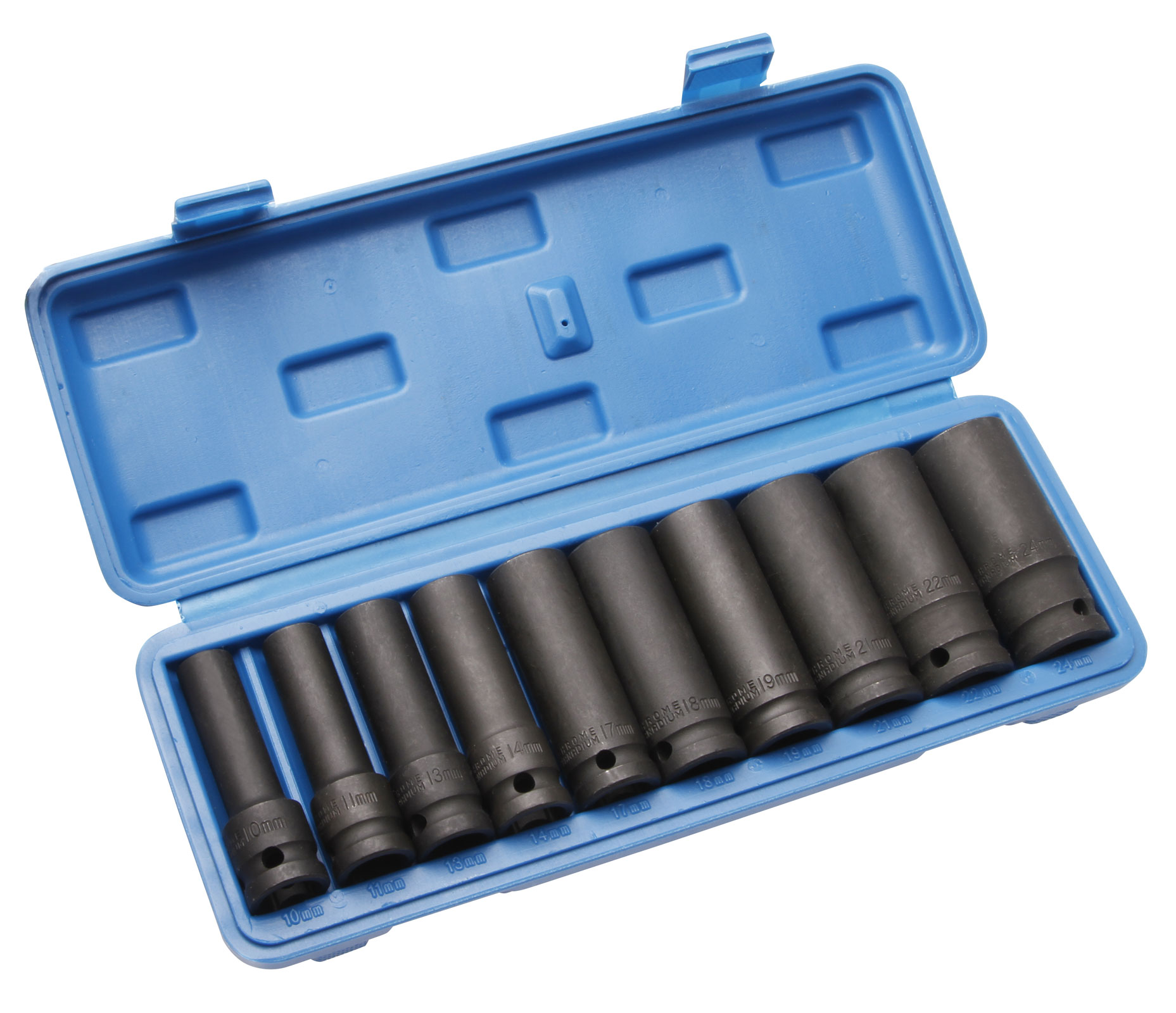 10tlg 1/2" Nuss Satz Schlagschrauber 10,11,13,14,17,18,19,21,22,24 mm