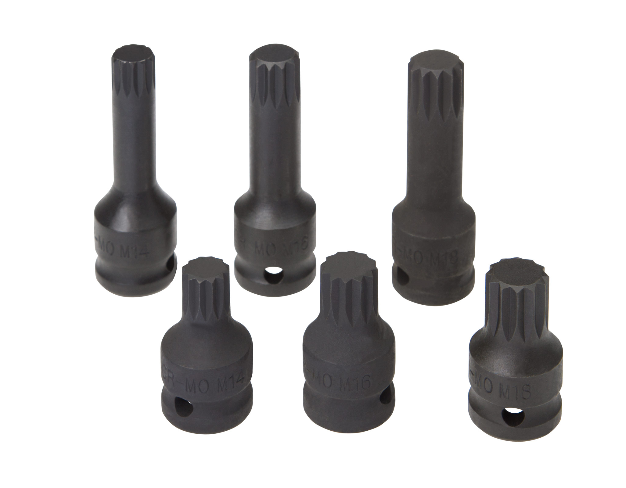 6 tlg. Schlagschrauber Stecknüsse M14 - M16 - M18 mit 1/2" Antrieb Innenvielzahn