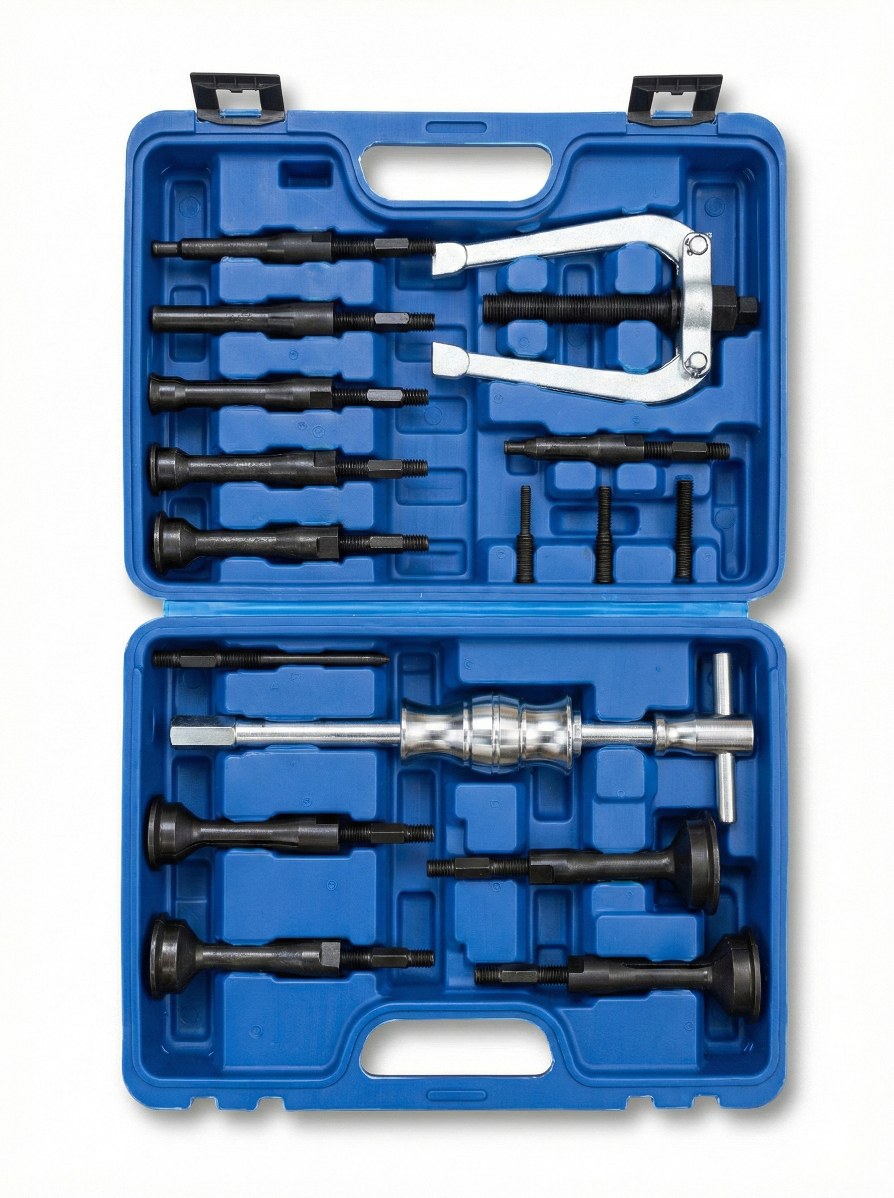 16tlg. Innenlager Grundloch Abzieher Satz mit Zweiarm-Abzieher und Gleithammer