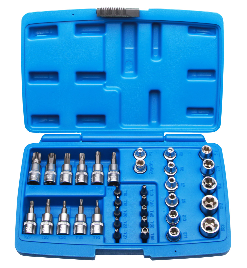 34tlg. Innen und Außen Torx Steckschlüssel Bits Nüsse Torx  Stecknüsse