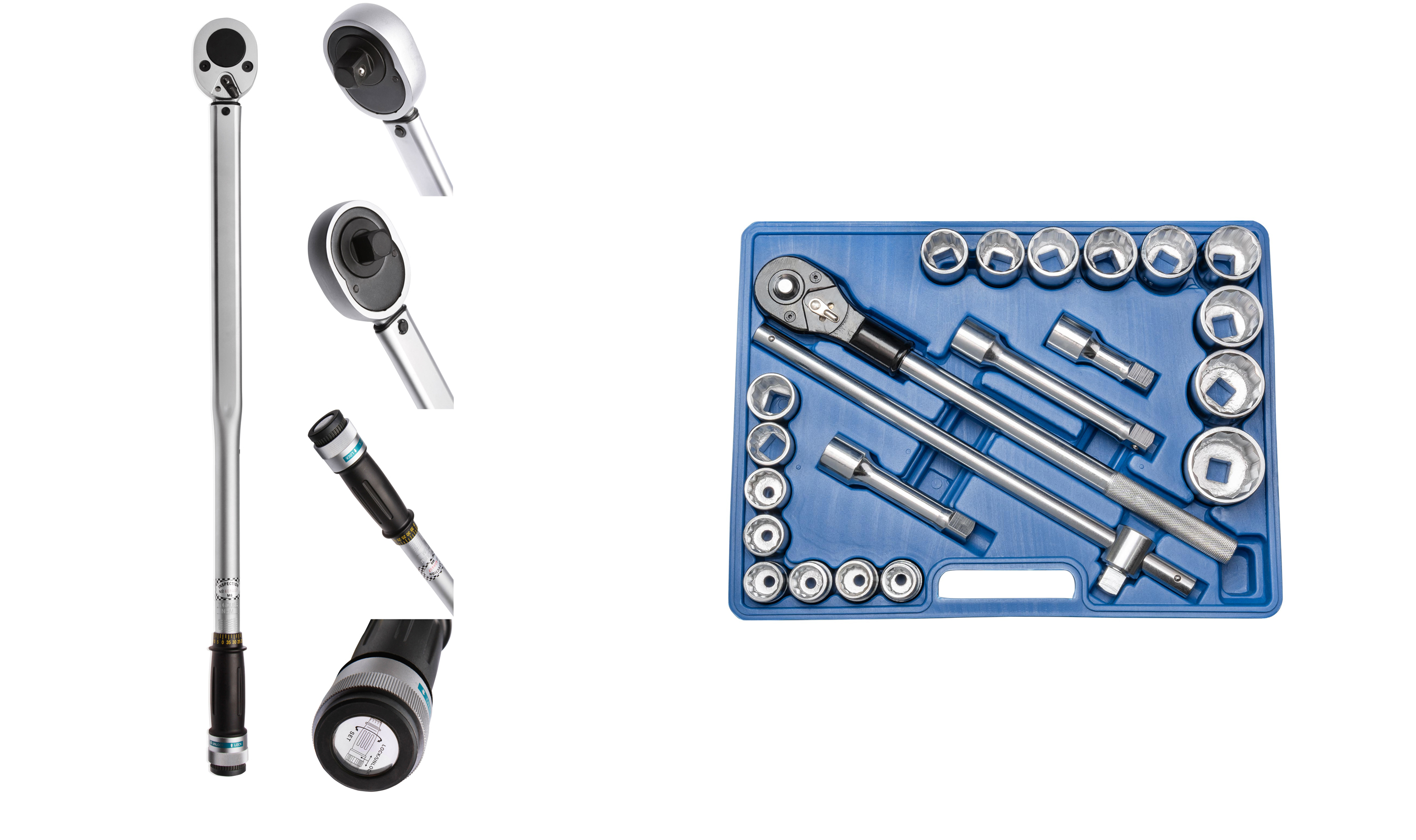 Steckschlüsselsatz 21 tlg. 3/4" metrisch + Drehmomentschlüssel 3/4" 100-500 Nm