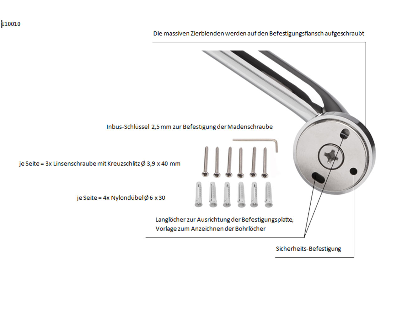 Haltegriff Badgriff Haltestange Wannengriff Dusch Wandgriff Duschgriff 40 cm inkl. Schraubensatz