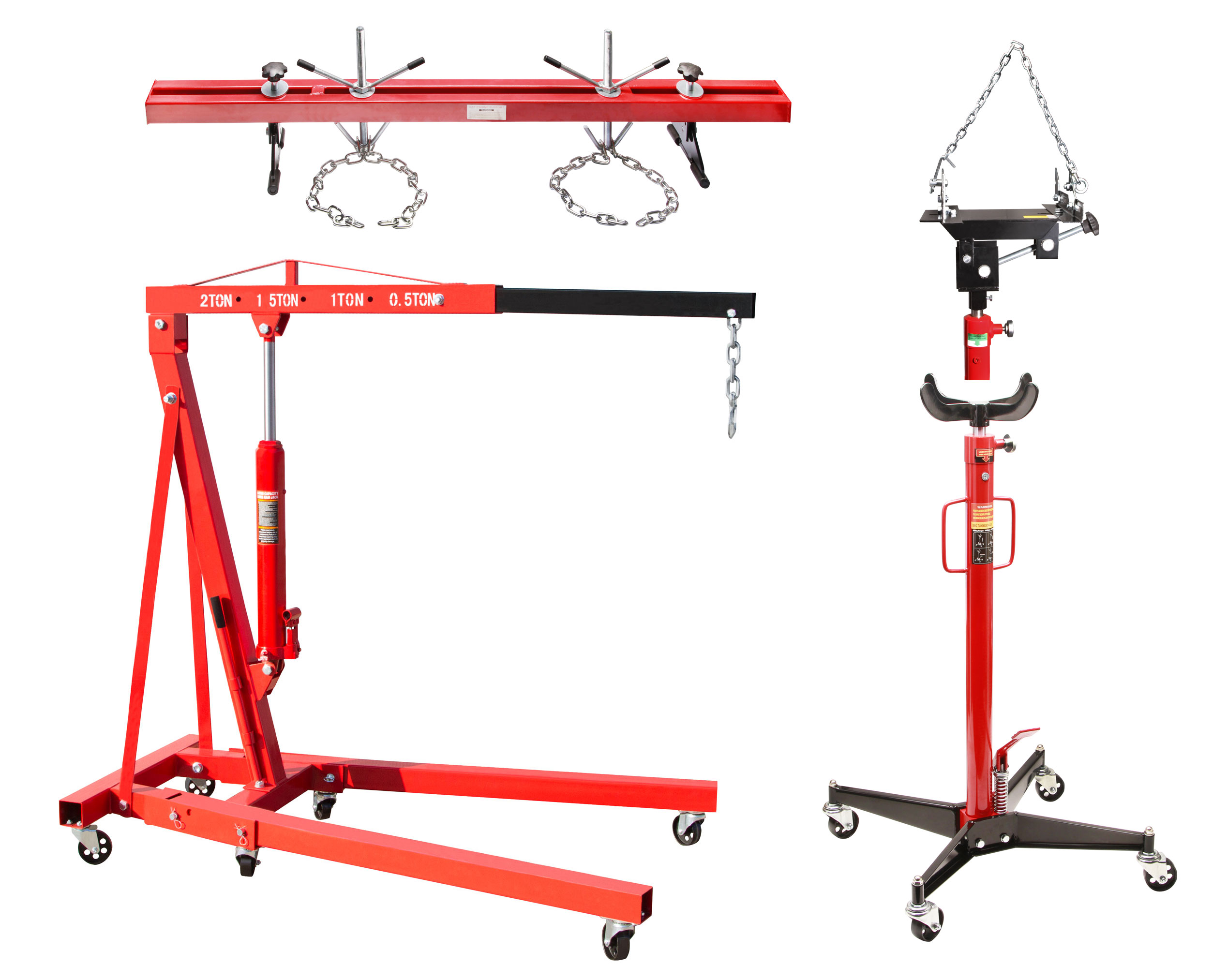 Motorträger + Motorkran 2000 kg + Getriebeheber 500 kg + Adapter