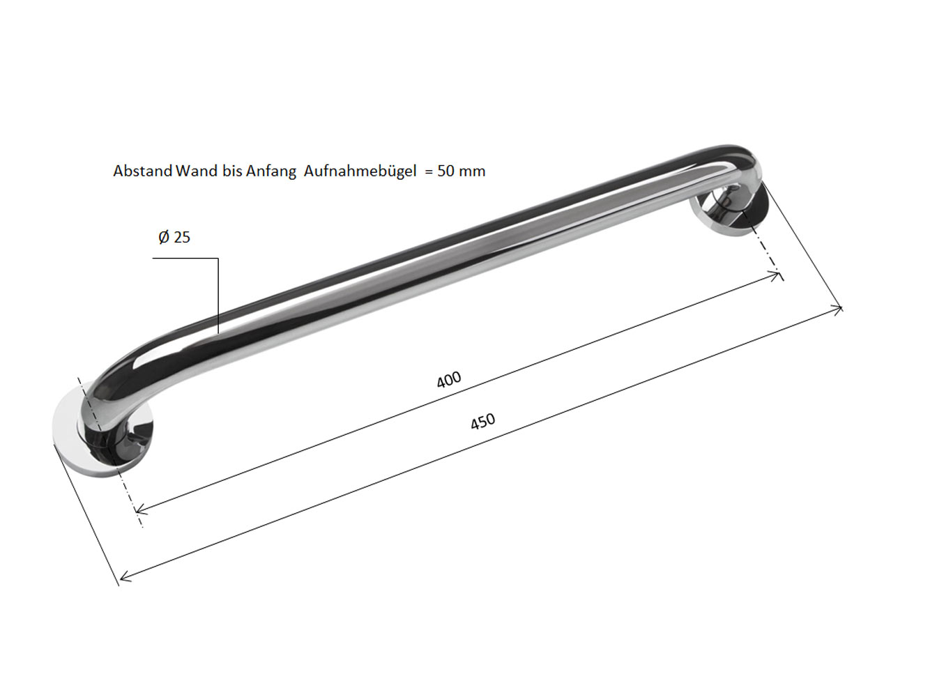 Haltegriff Badgriff Haltestange Wannengriff Dusch Wandgriff Duschgriff 40 cm inkl. Schraubensatz